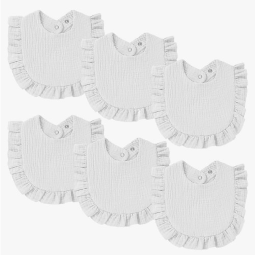 Oiomniv Muslin Baby Bibs, 6-Pack Bandana Drool Bibs Soft Cotton Adjustable Unisex Newborn, Toddler for Drooling Teething