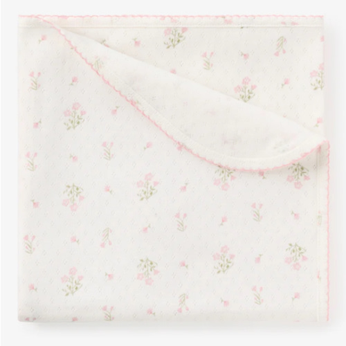 Folklore Floral Print Organic Cotton Pointelle Baby Blanket – Elegant Baby