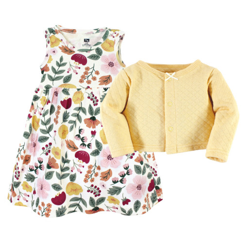 Hudson Baby Quilted Cardigan and Dress, Fall Botanical