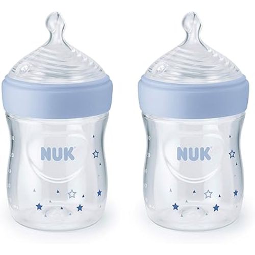 NUK Simply Natural Baby Bottles, 5 Oz, 2-Pack, Colors May Vary