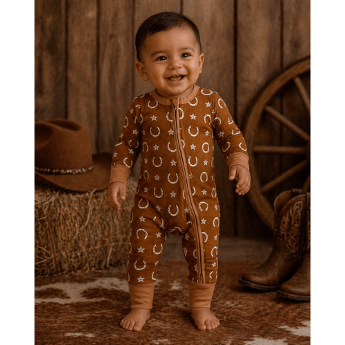 SpearmintLOVE 2-Way Zip Romper - Rusty Horseshoe – Hopscotch Kids