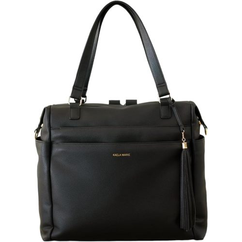 Large Diaper Bag Backpack, Vegan Leather Diaper Travel Tote Bag with Changing Pad and Stroller Straps