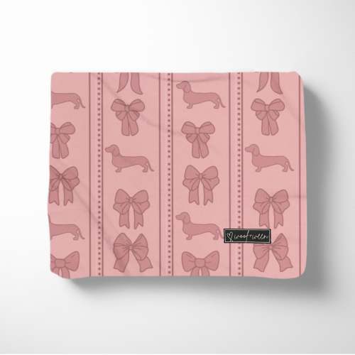 Dachshund Blanket - Pink Coquette Bows