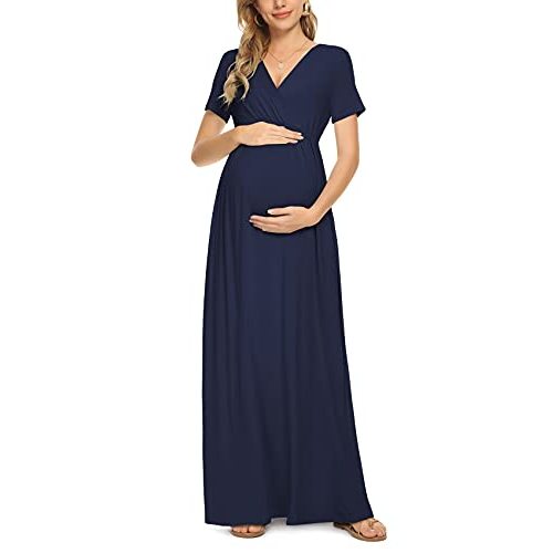 Xpenyo Maternity Maxi Dress Women Casual Wrap Long Baby Shower Pregnancy Dresses