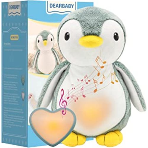 DEARBABY Baby Sleep Soother,Baby Registry Search Baby Soother Cry Baby Shower Gifts Auto Off Timer,Heartbeat Penguin Help Kids Go to Sleep Faster,Mother's Day Gifts