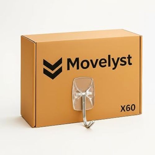 Clear Wall Hooks for Hanging, 60 Hooks+80 Strips, No Tools, Value Pack (S)
