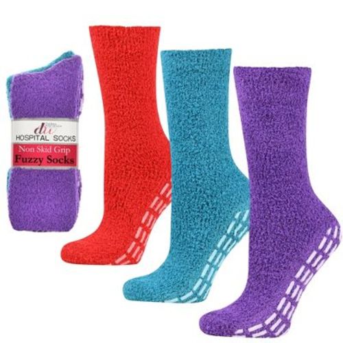 Debra Weitzner Hospital Socks For Women Men 3 Pairs Teel/Red/Purple