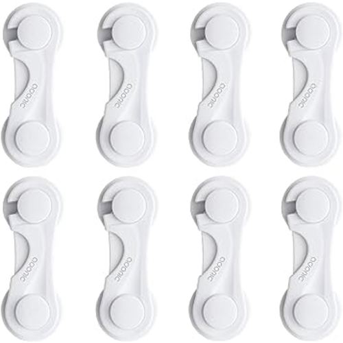 Child Safety Cabinet Locks, Adoric Baby Child Proof Cabinet Kitchen System, Drawers, Adjustable Strap, No Tools or Drilling and Strong Adhesive (8-Pack White)