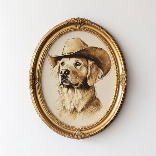 Cowboy Dog Print, Cowboy Dog Art, Dog Wall Art, Cowboy Decor, Cowboy Wall Art, Western Dog Wall Art, Funny Print, Cute Puppy, Golden Dog Art