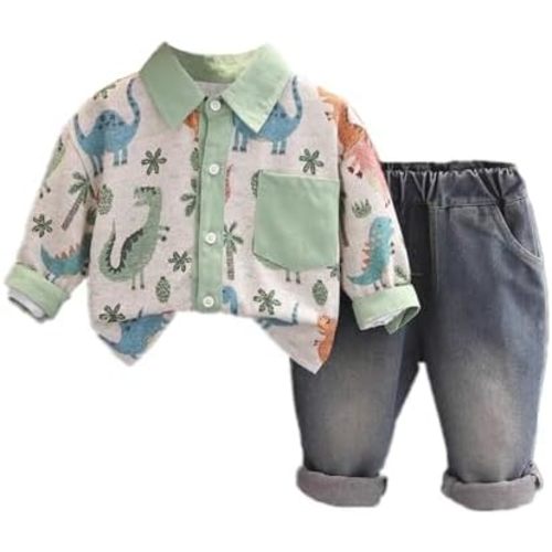 Spring Autumn Baby Boys Clothing Cartoon Dinosaur Shirt+Pants Toddler Casual Two piece Clothes Sets