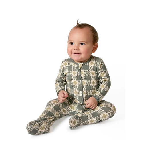 Modern Moments by Gerber Baby Neutral Viscose St. Patrick's Two-Way Zip Sleep 'N Play Footed Pajamas, Sizes Newborn - 6/9 Months