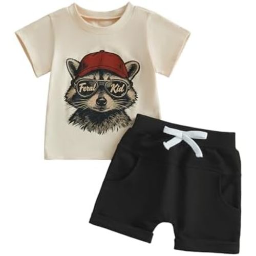 Sejardin Infant Baby Boy Summer Clothes Letter Print Short Sleeve T Shirt Tops and Stretch Shorts Cute Baby Boy Outfit