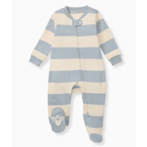 Rugby Stripe Organic Cotton Sleep & Play - Quarry