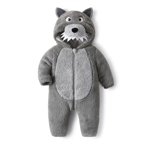 Eadrioss Baby Wolf Costume for Toddler Girl Boy Halloween Costumes Fuzzy Warm Fall Winter Clothes Halloween Wolfs Outfit