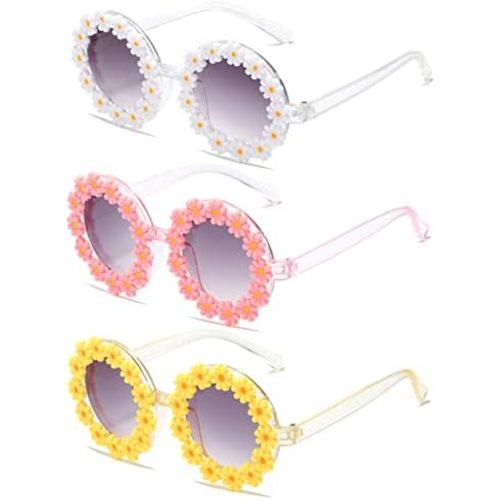 WZWLKJ Round Flower Sunglasses for Baby Girls Flower Shaped Cute Glasses UV 400 Protection Outdoor Beach Girl Boy