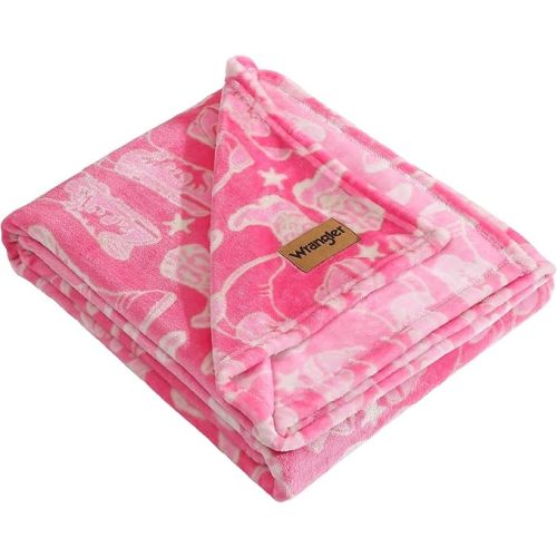 Wrangler - Blanket, Super Soft Plush Fleece Bedding, Yellowstone Inspired Throw Blanket for Couch or Bed (Knockin Boots Pink, 50' x 60')