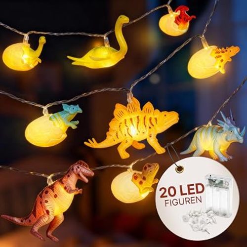 Cobus Fairy Lights Children's Room Boy with Switch - 4 Metre LED Night Light Dino Decoration Children's Birthday Dino Figures Lamp, Small Dinosaur Figure