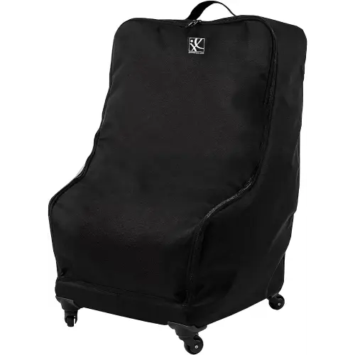 J.L. Childress Spinner Wheelie Padded Car Seat Bag- Travel Bag for Airplane, Fits Most Baby & Infant Car Seats, Boosters, & Carriers, Airport Accessories for Gate Check or Baggage Check- Deluxe, Black