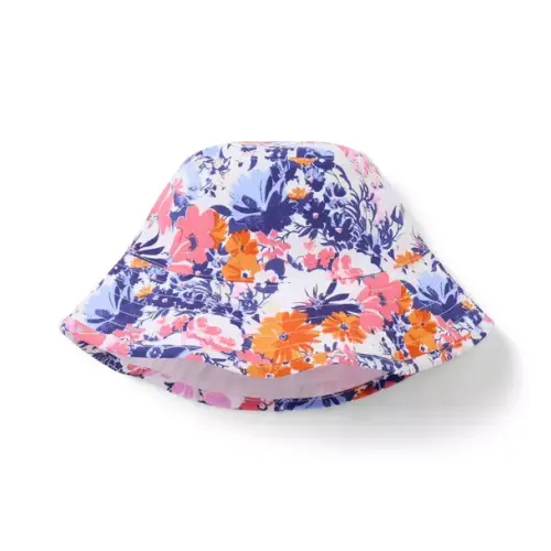Girl White Floral Floral Reversible Bucket Hat by Janie and Jack