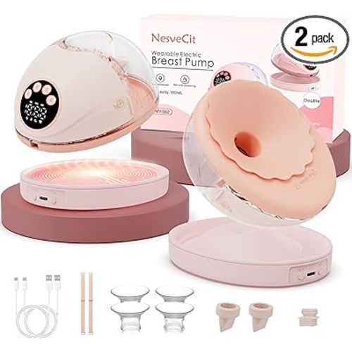 Heated Hands-Free Breast Pump, Wearable Breastfeeding with Heated Base Promotes Milk Production & Warm Comfort, Voice Reminder, 6 Modes & 12 Levels, 19/21/24 Flange for Working Moms & Midnight Feeds