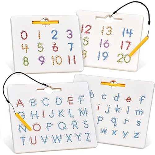 GAMENOTE Double Sided Magnetic Letter & Number Board Set - Alphabet & Numbers Tracing Board for Toddlers, ABC Uppercase & Lowercase Practicing, Math Learning, Educational Toys for Kids