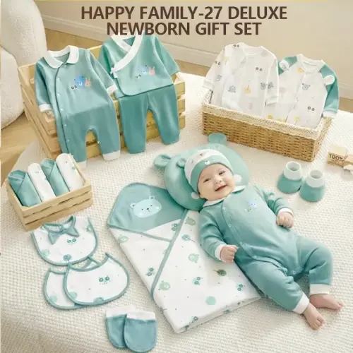 27Pcs Newborn Baby Boy Gift Set 0-3M 100% Cotton Sage Green Essentials - TikTok Shop