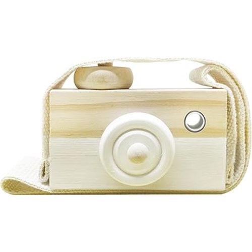 Baby Toy Wooden Mini Camera Toy, Baby Kids Cute Mini Sharpe Toy, Neck Hanging Photographed Props for Baby Toddlers Children Kids' Room Hanging Decor Gift (White)