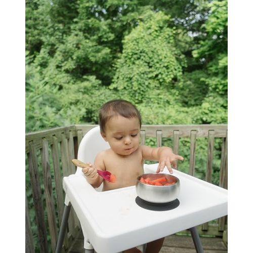 Avanchy Baby Bowls with Suction and Storage Lids Set. Babies Kids Toddler Boys Girl First Food Feeding. Fits Feeding High Chair Table. Stainless Steel, Blue