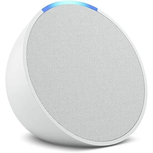 Amazon Echo Pop (newest model), Our smallest speaker with Alexa+ Early Access, Fits in any room, Glacier White