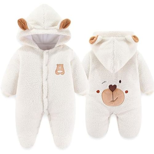 XIFAMNIY Newborn Fleece Footie Jumpsuit Hooded Warm Thicken Winter Outwear Snowsuit for Baby Girls and Boys