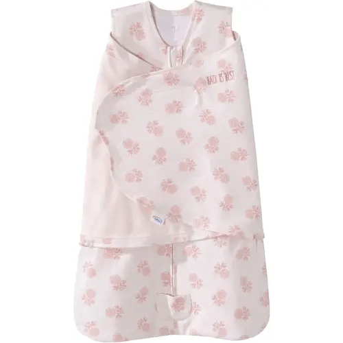 HALO 100% Cotton Sleepsack Swaddle, 3-Way Adjustable Wearable Blanket, TOG 1.5, Watercolor Rose Toss Blush, Small, 3-6 Months