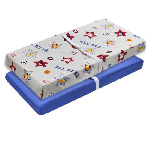 Everyday Kids 2 Pack Changing Pad Covers – Blue & Jungle Print, 100% Cotton, Soft Breathable Fit for Most Changing Table Pads