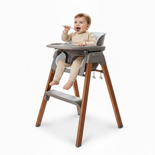 Fodoss 4-in-1 Convertible High Chair for Babies & Toddlers, Height-Adjustable with Dishwasher-Safe Tray, Easy Clean, Beige