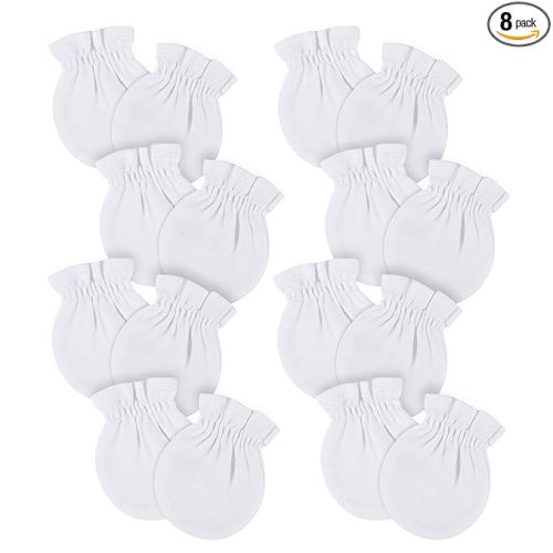 Gerber Baby Girls 8-pack And No Scratch Mittens, White, 0-3 Months 8-pack US