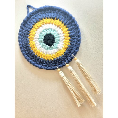 Evil Eye Wall Hanging | Evil Eye Decor | Boho Wall Hanging | Gift | Crochet Decor | Minimalist Wall Decor | Evil Eye Boho | Crochet | Boho