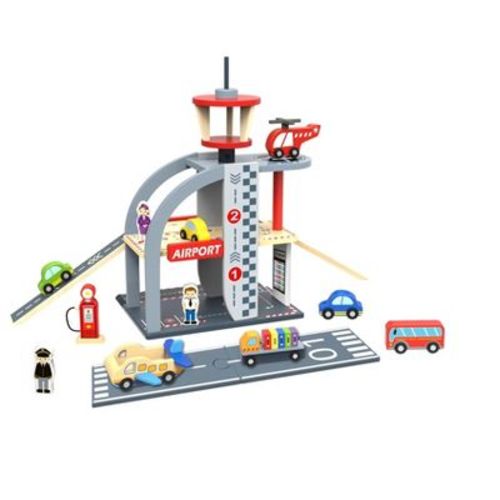 Toysters My Airport Wooden Cars Playset Montessori Educational Toy For Toddlers - Delivers Hours Of Interactive Fun