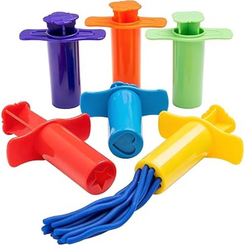 READY 2 LEARN Dough Extruders | Set of 6 | For Ages 2+ | Press Dough into 6 Different Shapes | Playdough Accessories for Kids