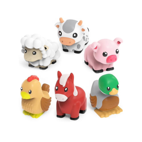 Tub Works® Barnyard™ Mold Free Bath Toys, 6 Pack | Sealed, No Hole Bath Toys Design Keeps Moisture Out | Soft, Squeezable & Float on Water | Farm Animals Baby & Toddler Bathtub Toys | Baby Pool Toys