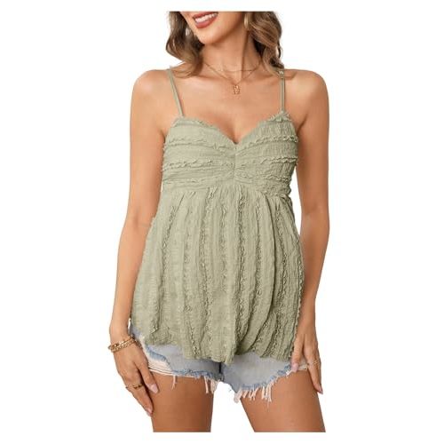 MakeMeChic Women's Maternity Babydoll Tank Tops Peplum Ruffle Cami Top | Cute Maternity Tops, Maternity Shirts, Sleeveless, Summer Clothes, Pregnancy