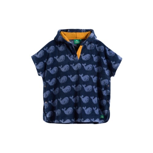 Whale Print Hooded Towel Poncho