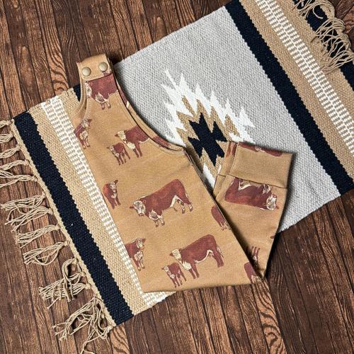 Baby Western Cow Romper: 100% Organic Cotton Knit