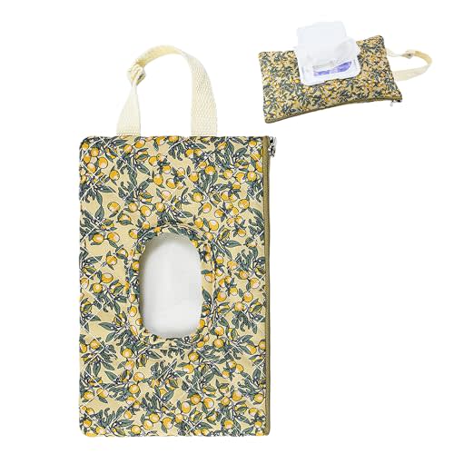Portable Quilted Baby Wipe Holder, Floral Wipes Pouch for Stroller, Diaper Bag and Travel