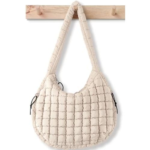 Puffer Tote Bag for Women Large Quilted Tote Bag Quilted Carryall Bag Soft Puffy Crossbody Bag Hobo Handbags Puff Purse