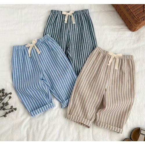 SHEIN 3pcs/Set Unisex Baby Clothes, Baby Boy Casual Cute Versatile Striped Ribbon Decor Elastic Waist Pants Set Baby Trousers Baby Boy Striped Pants | SHEIN USA