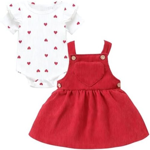 Baby Girl Valentines Outfit Long Sleeve Heart Ruffled Romper Baby Girl Valentines Dress Infant Girls Gifts
