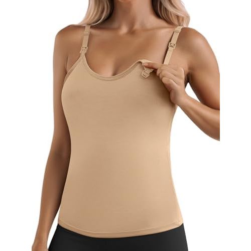 Ninee Womens Maternity Nursing Tank Tops with Built in Bra for Breastfeeding Adjustable Straps Camisoles Cami Tanks