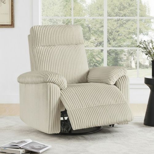 Spruce & Spring Manual Swivel Glider Recliner for Nursery, Cream