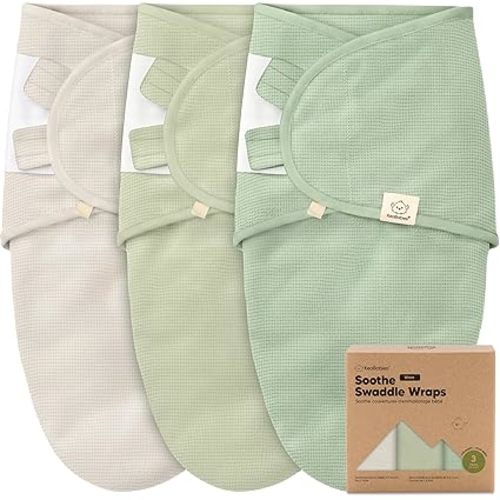 3-Pack Organic Swaddles for Newborns, Baby Sleep Sacks 0-3 Months - Baby Swaddle Wrap, Newborn Wearable Blanket, Infant Sleep Sack for Girls, Boys, Soft & Snug, Large Hook & Loop Closure (Willow)