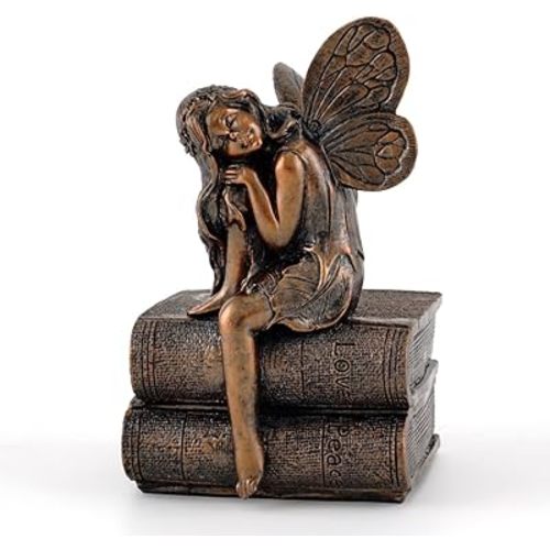 Top Collection 4387 Miniature Garden & Terrarium Fairy Napping on Books Statue, Small