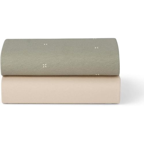 Snuz Baby Crib Sheets - Fits SnuzPod 3, 5 & Studio, 100% Jersey Cotton Baby Bassinet Sheets, Machine Washable, Tumble Dryer Safe, Breathable, Universal Fit 17”x31”, 2 Pack, Sage/Cross